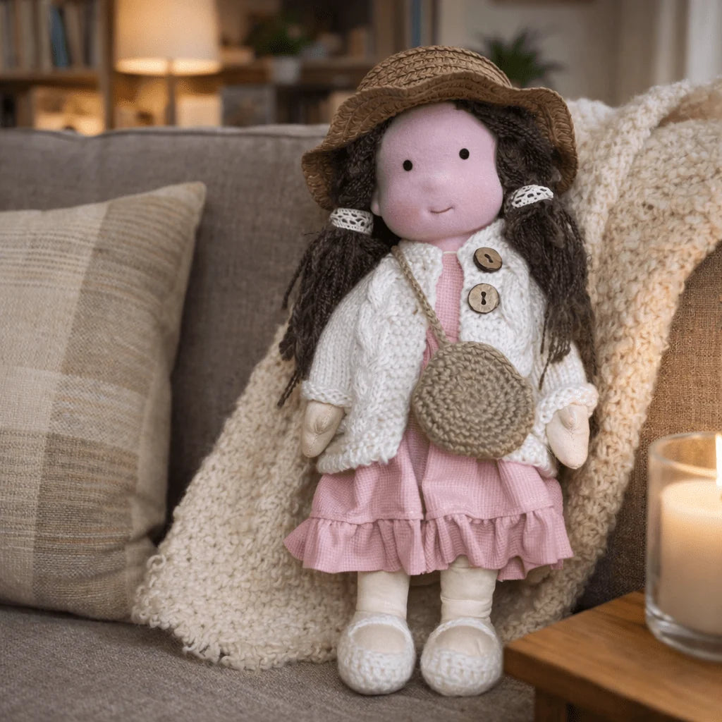 Waldorf Doll 100% Cotton Plush Body Handcrafted 11 Inch