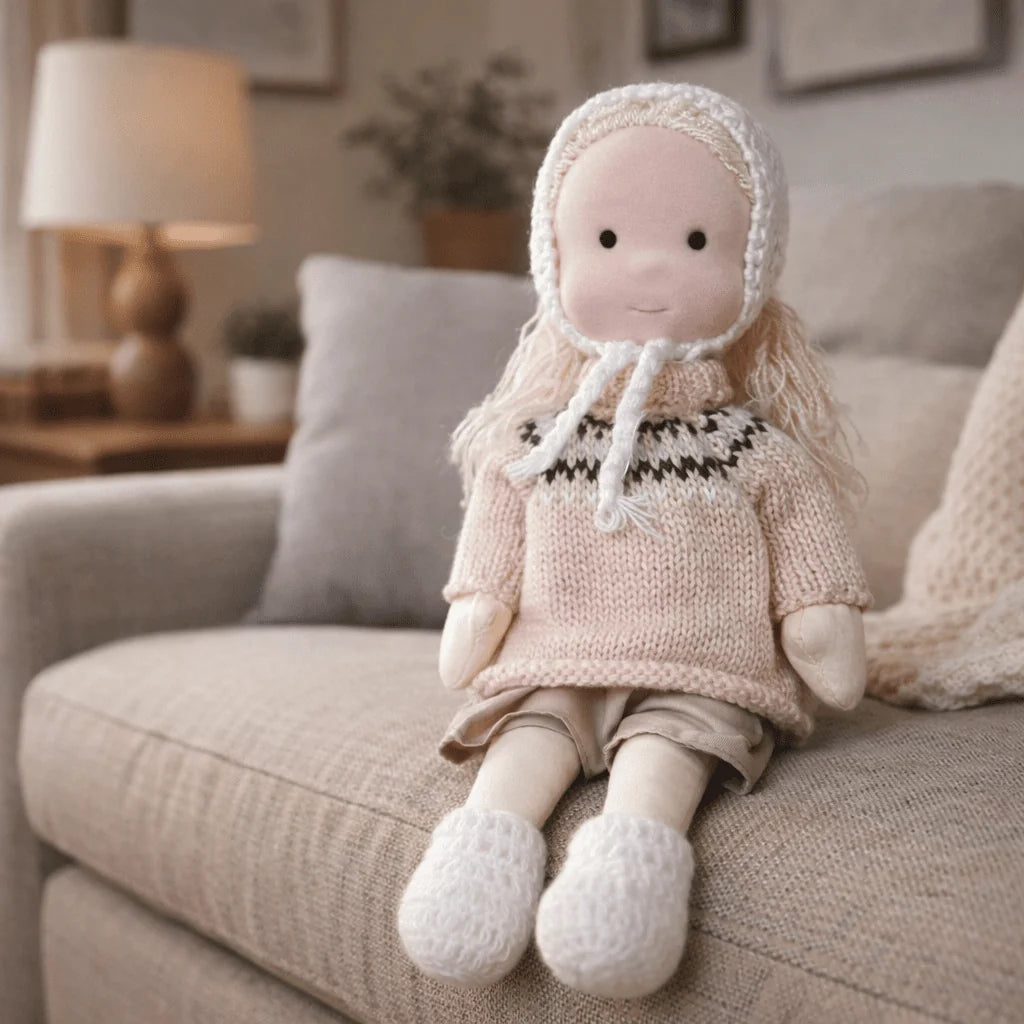 Waldorf Doll 100% Cotton Plush Body Handcrafted 11 Inch