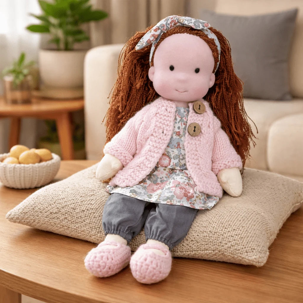 Waldorf Doll 100% Cotton Plush Body Handcrafted 11 Inch