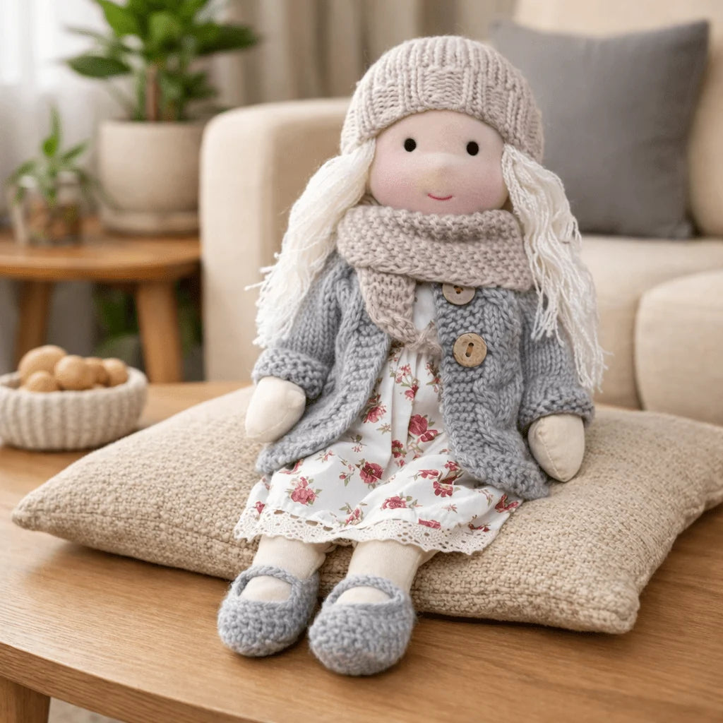 Waldorf Doll 100% Cotton Plush Body Handcrafted 11 Inch