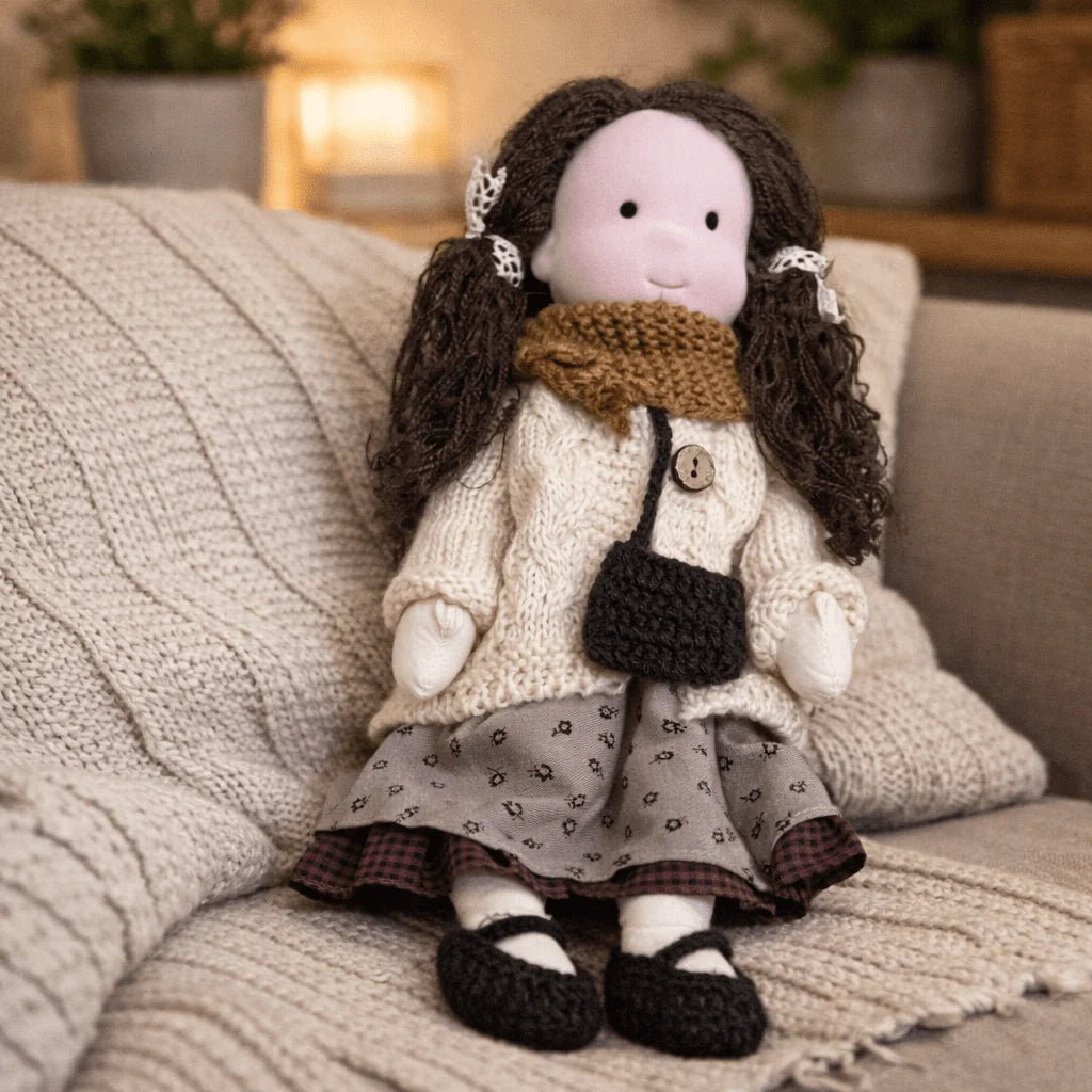 Waldorf Doll 100% Cotton Plush Body Handcrafted 11 Inch