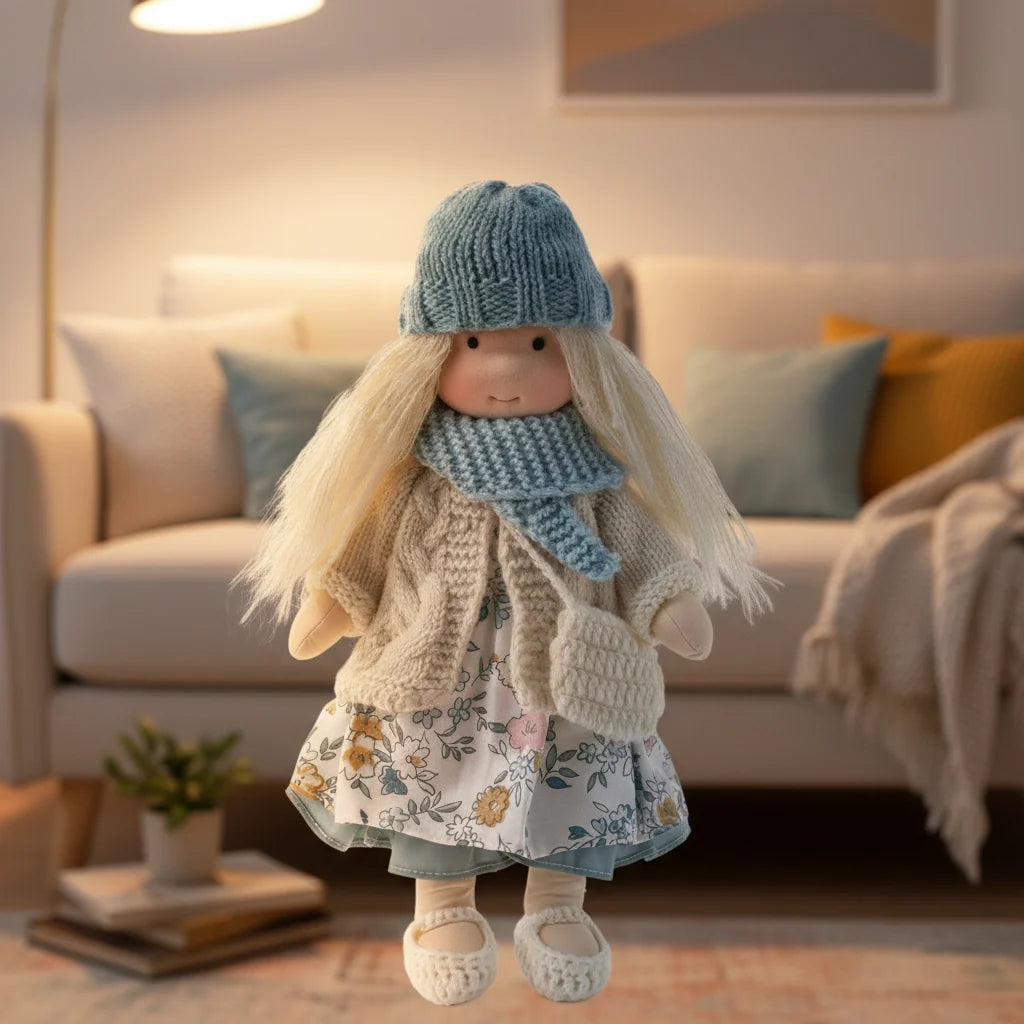 Waldorf Doll 100% Cotton Plush Body Handcrafted 11 Inch