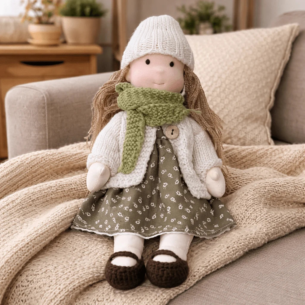 Waldorf Doll 100% Cotton Plush Body Handcrafted 11 Inch