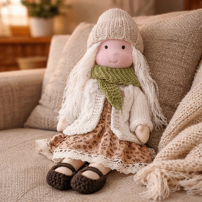 Waldorf Doll 100% Cotton Plush Body Handcrafted 11 Inch