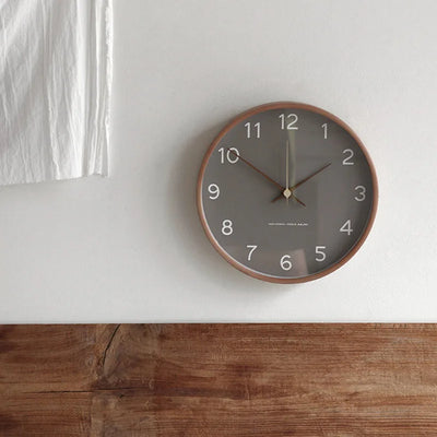 Wall Clock Round Wood & Glass Scandinavian Design