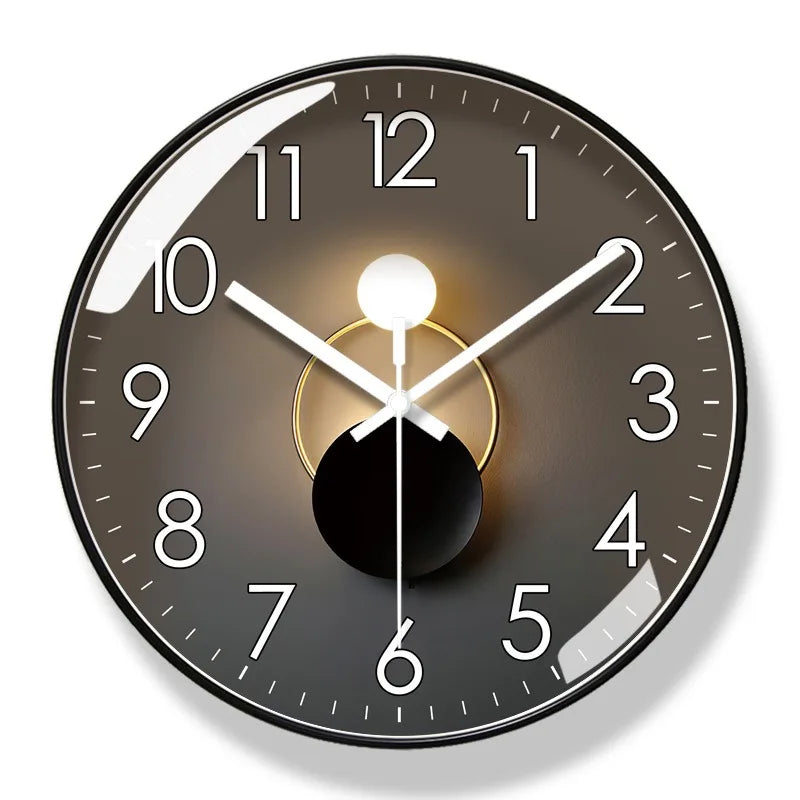 Wall Clock Silent Movement Large Numbers & Warm Gradient