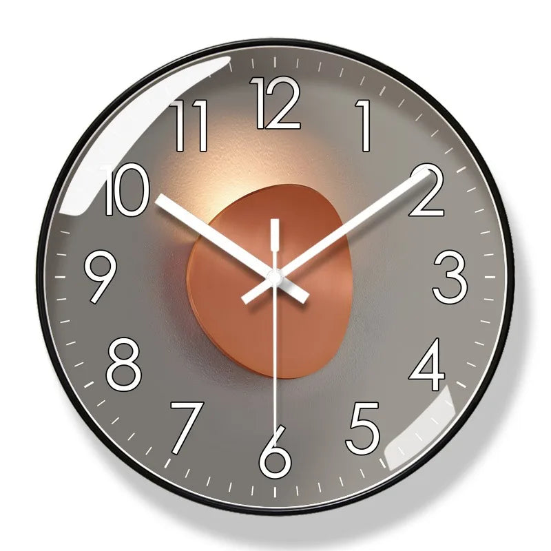Wall Clock Silent Movement Large Numbers & Warm Gradient