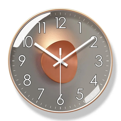 Wall Clock Silent Movement Large Numbers & Warm Gradient