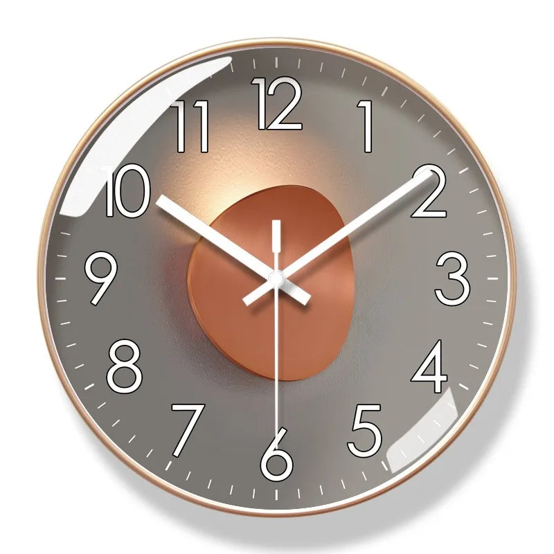 Wall Clock Silent Movement Large Numbers & Warm Gradient