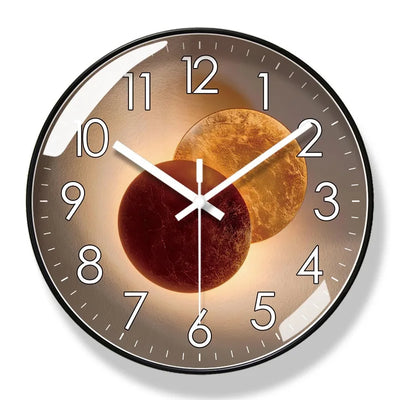 Wall Clock Silent Movement Large Numbers & Warm Gradient