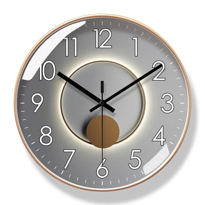 Wall Clock Silent Movement Large Numbers & Warm Gradient
