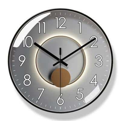 Wall Clock Silent Movement Large Numbers & Warm Gradient