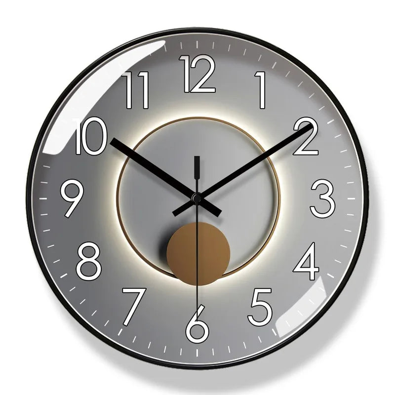 Wall Clock Silent Movement Large Numbers & Warm Gradient