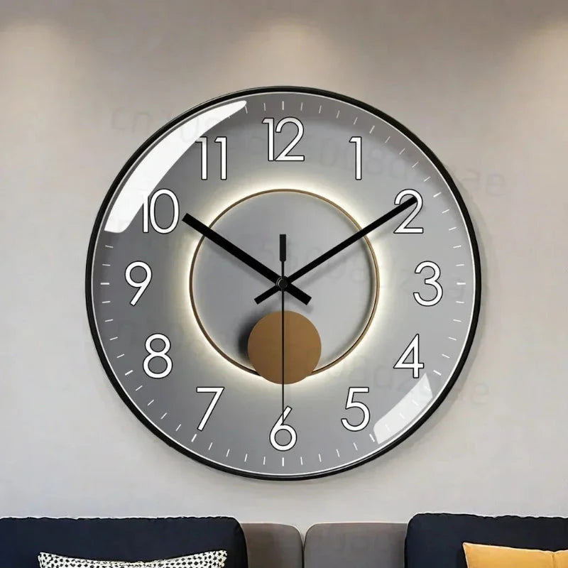 Wall Clock Silent Movement Large Numbers & Warm Gradient