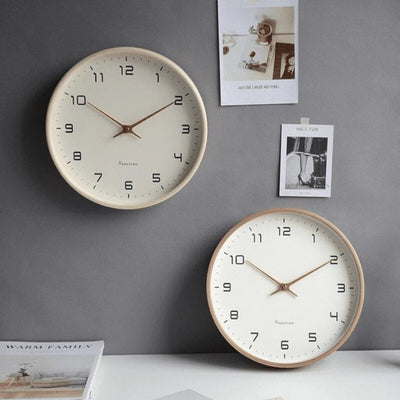 Wall Clock Silent Quartz Movement Scandinavian Design 9.45-Inch Diameter