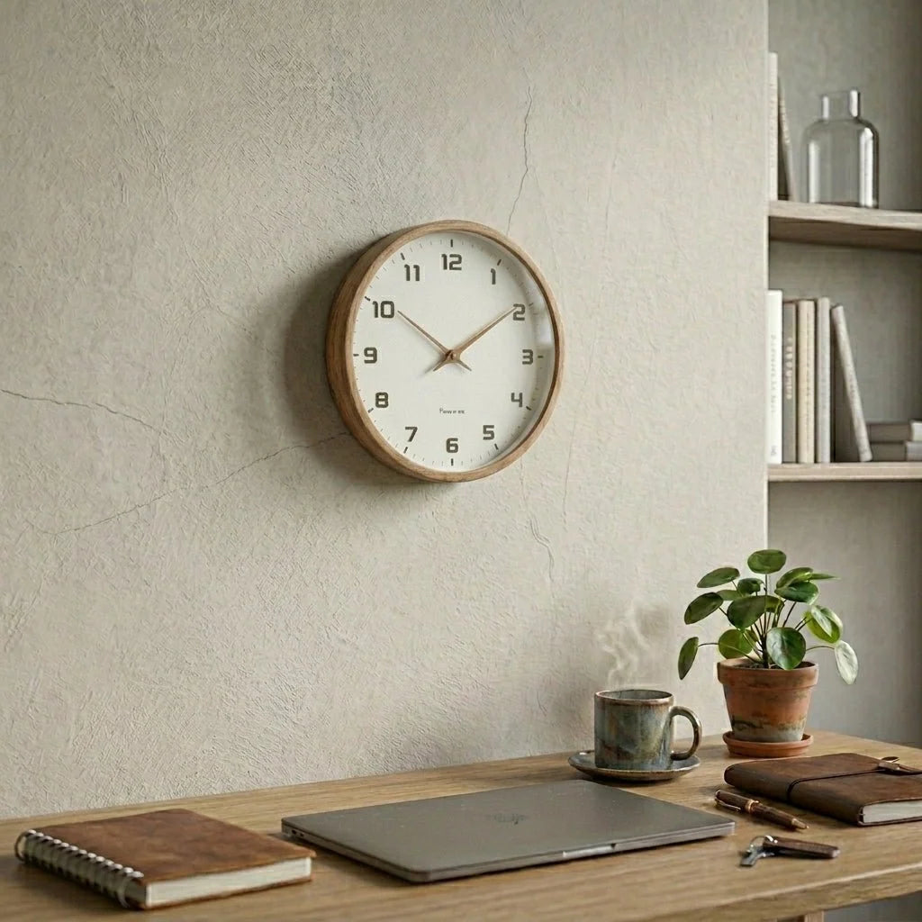 Wall Clock Silent Quartz Movement Scandinavian Design 9.45-Inch Diameter