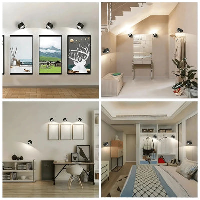 Wall Lamp Wireless Rechargeable 360° Rotatable No Drill Mount