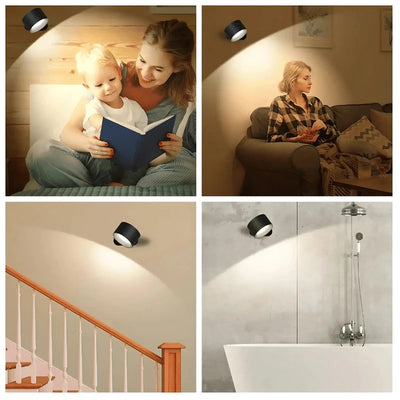 Wall Lamp Wireless Rechargeable 360° Rotatable No Drill Mount