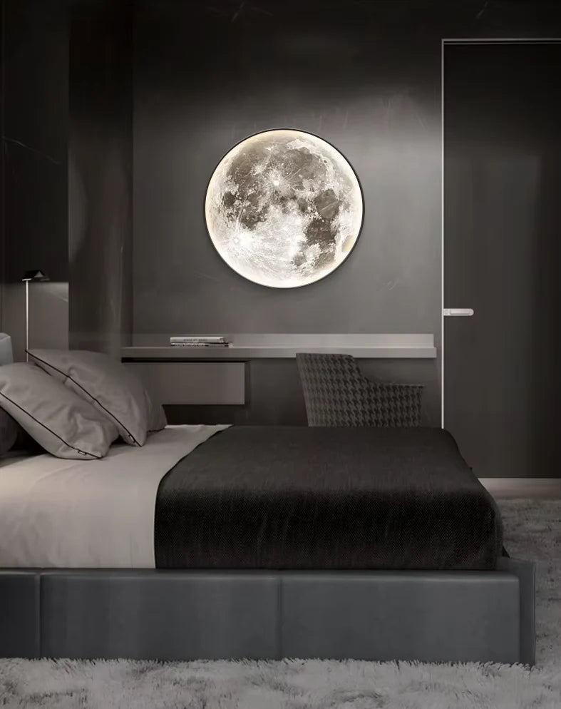 Wall Light Embossed Moon Surface Cable Powered