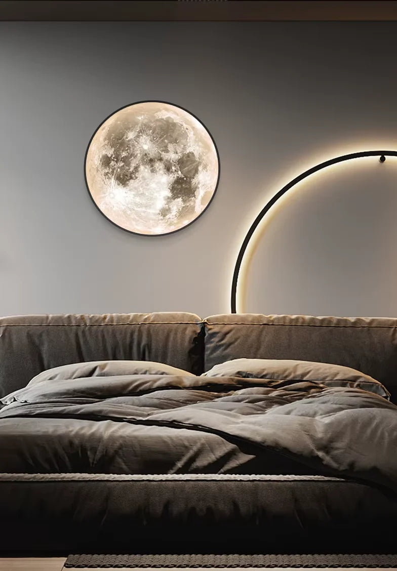 Wall Light Embossed Moon Surface Cable Powered