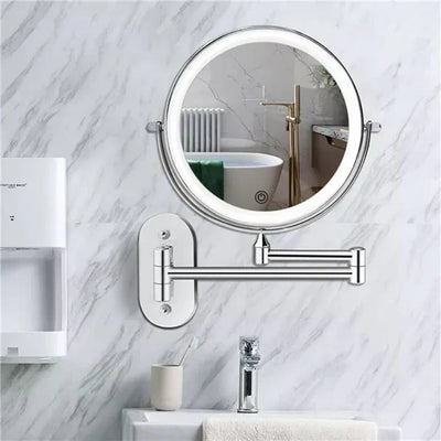 Wall-Mount Makeup Mirror Adjustable 3x-10x LED Touch USB-C Rechargeable