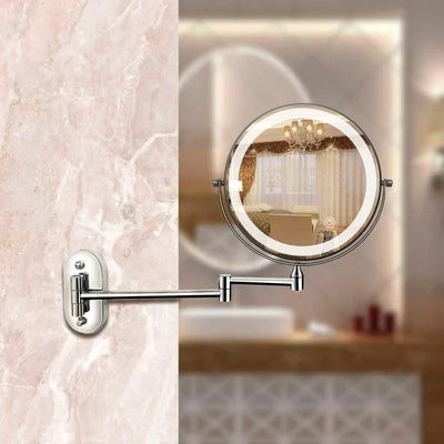 Wall-Mount Makeup Mirror Adjustable 3x-10x LED Touch USB-C Rechargeable