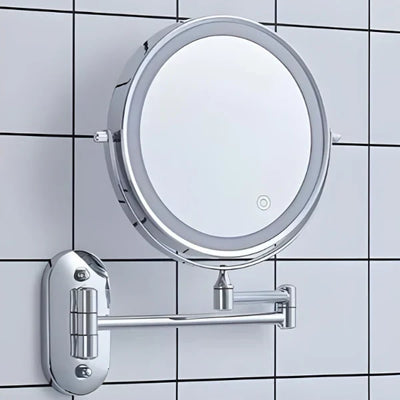Wall-Mount Makeup Mirror Adjustable 3x-10x LED Touch USB-C Rechargeable