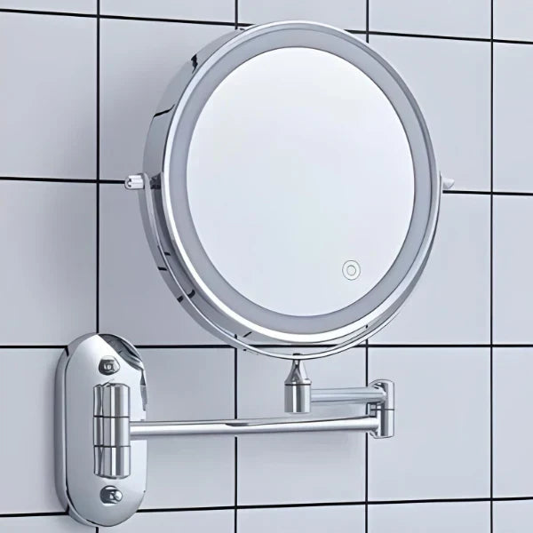 Wall-Mount Makeup Mirror Adjustable 3x-10x LED Touch USB-C Rechargeable