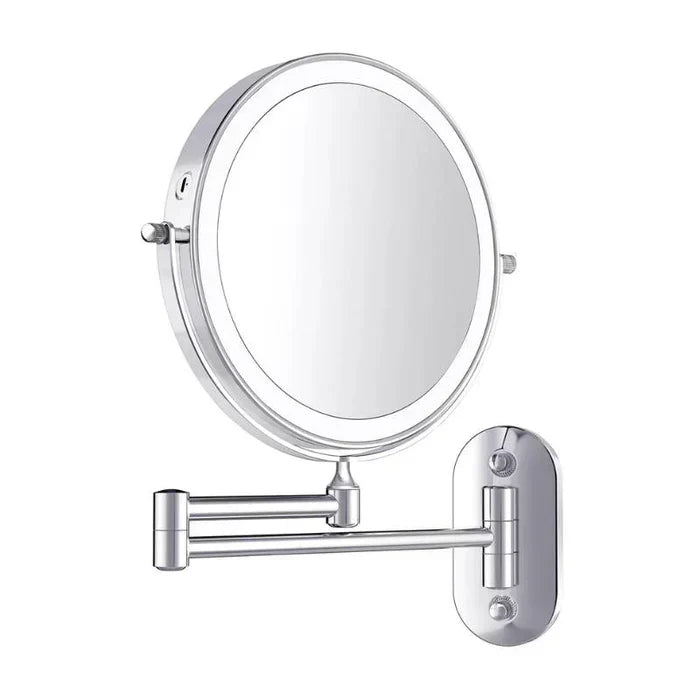 Wall-Mount Makeup Mirror Adjustable 3x-10x LED Touch USB-C Rechargeable