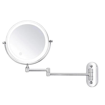 Wall-Mount Makeup Mirror Adjustable 3x-10x LED Touch USB-C Rechargeable