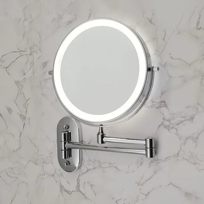 Wall-Mount Makeup Mirror Adjustable 3x-10x LED Touch USB-C Rechargeable