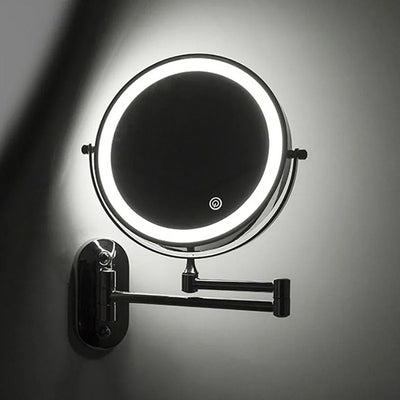 Wall-Mount Makeup Mirror Adjustable 3x-10x LED Touch USB-C Rechargeable