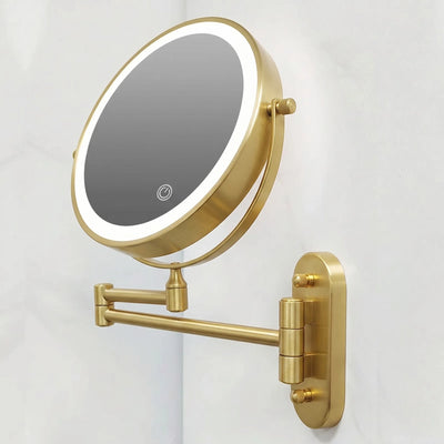 Wall-Mount Makeup Mirror Adjustable 3x-10x LED Touch USB-C Rechargeable