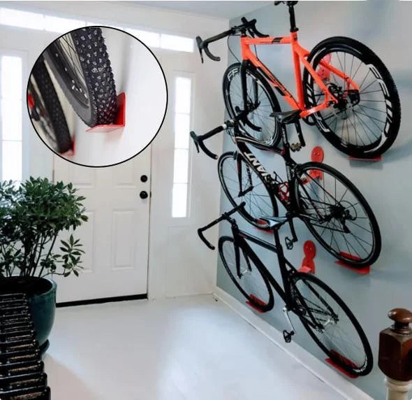 Wall-Mounted Bike Rack Coated Steel Space-Saving 150 lb Capacity