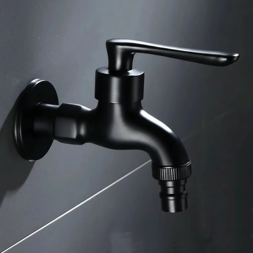 Wall-Mounted Faucet Solid Brass Matte Black Space-Saving
