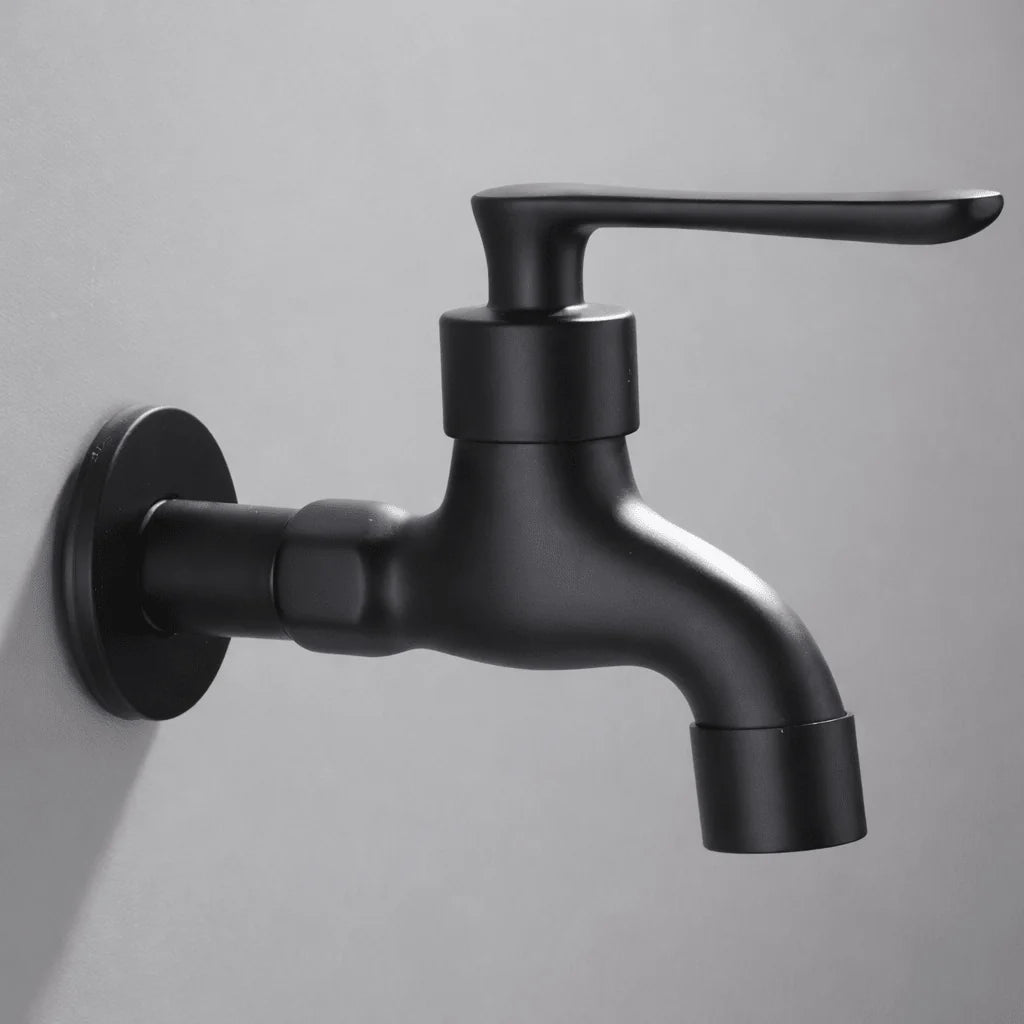 Wall-Mounted Faucet Solid Brass Matte Black Space-Saving