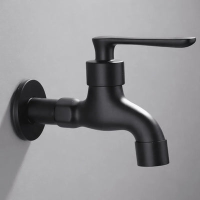 Wall-Mounted Faucet Solid Brass Matte Black Space-Saving