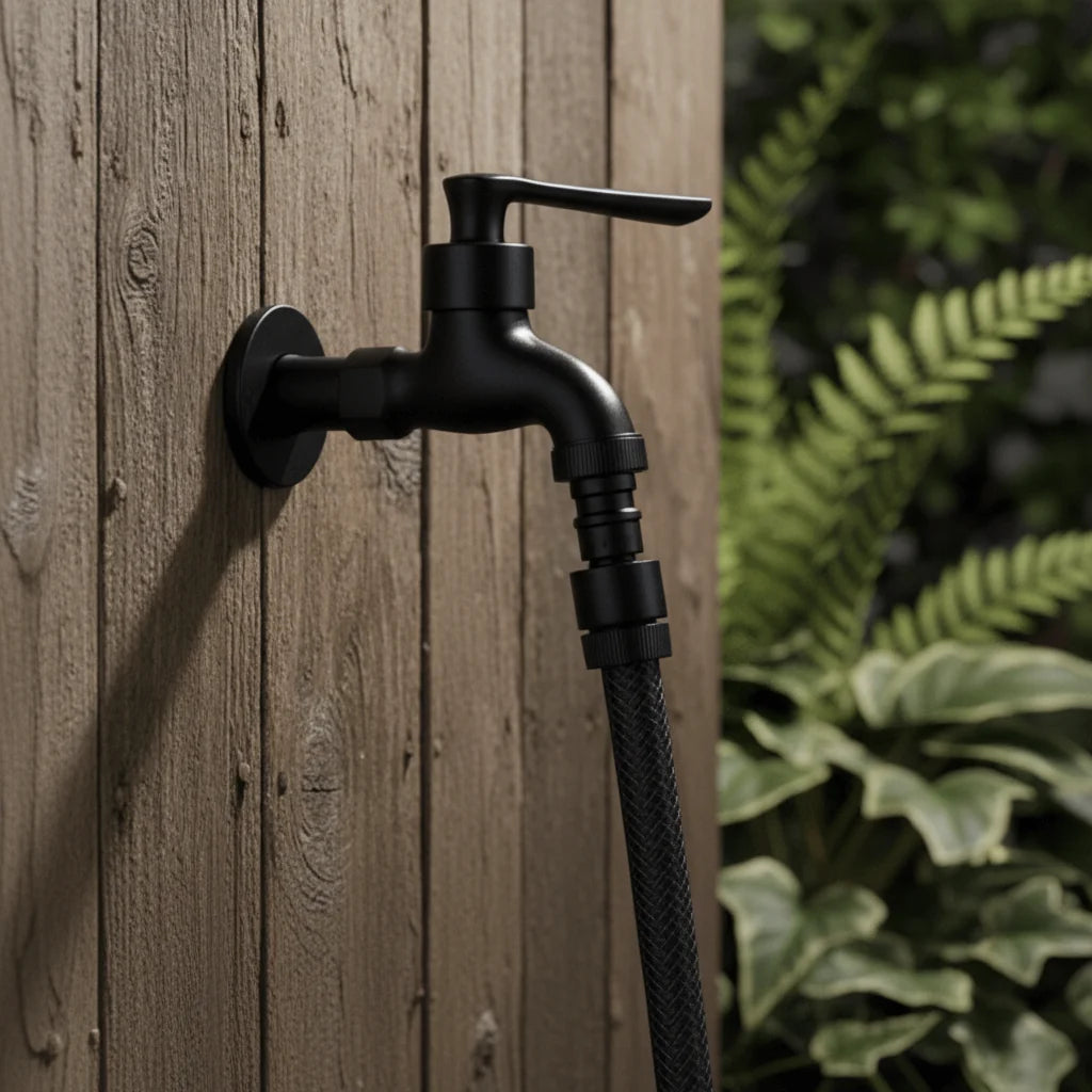Wall-Mounted Faucet Solid Brass Matte Black Space-Saving