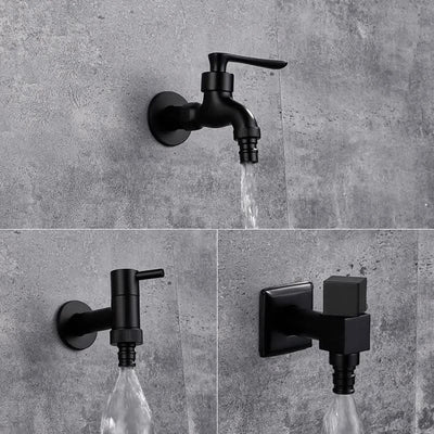 Wall-Mounted Faucet Solid Brass Matte Black Space-Saving