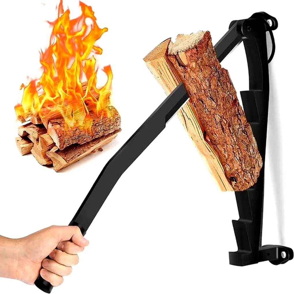 Wall-Mounted Log Splitter Lever-Action Carbon Steel Space-Saving