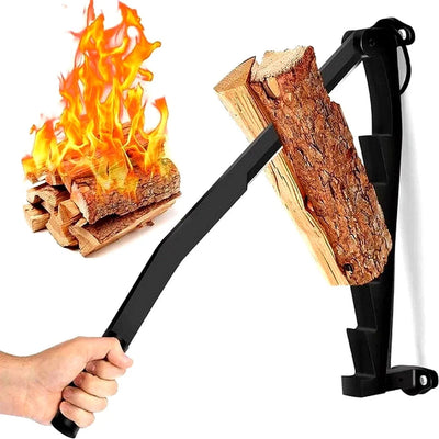 Wall-Mounted Log Splitter Lever-Action Carbon Steel Space-Saving