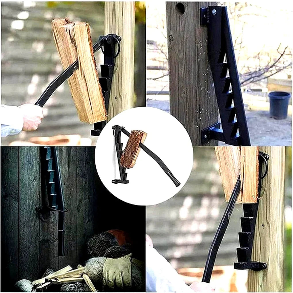 Wall-Mounted Log Splitter Lever-Action Carbon Steel Space-Saving