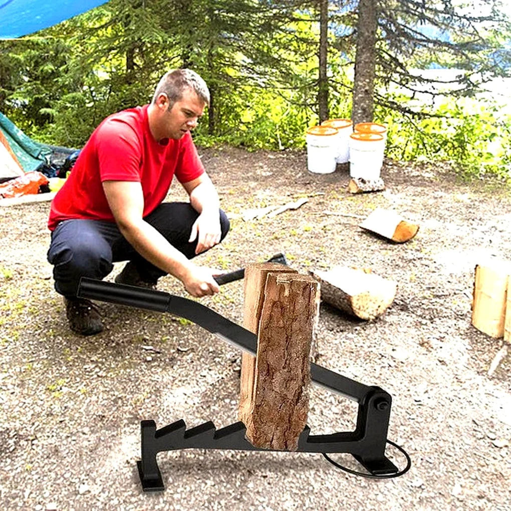 Wall-Mounted Log Splitter Lever-Action Carbon Steel Space-Saving