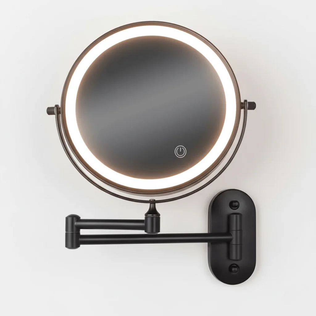 Wall-Mounted Magnifying Mirror LED Stepless Light USB Rechargeable