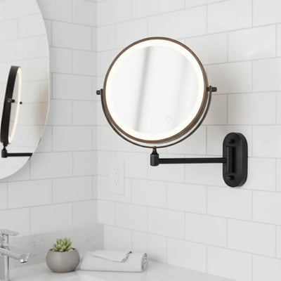 Wall-Mounted Magnifying Mirror LED Stepless Light USB Rechargeable