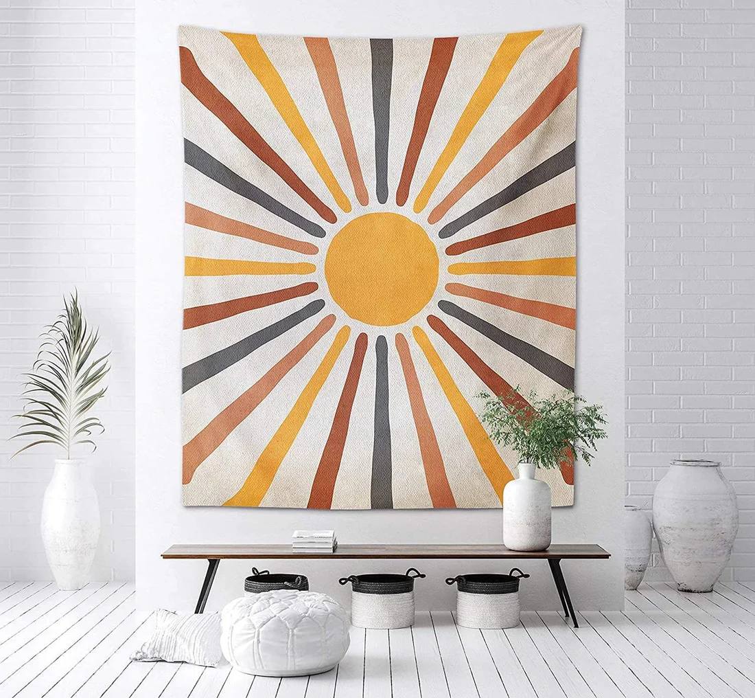 Wall Tapestry Sun-Inspired Boho Polyester-Cotton Blend