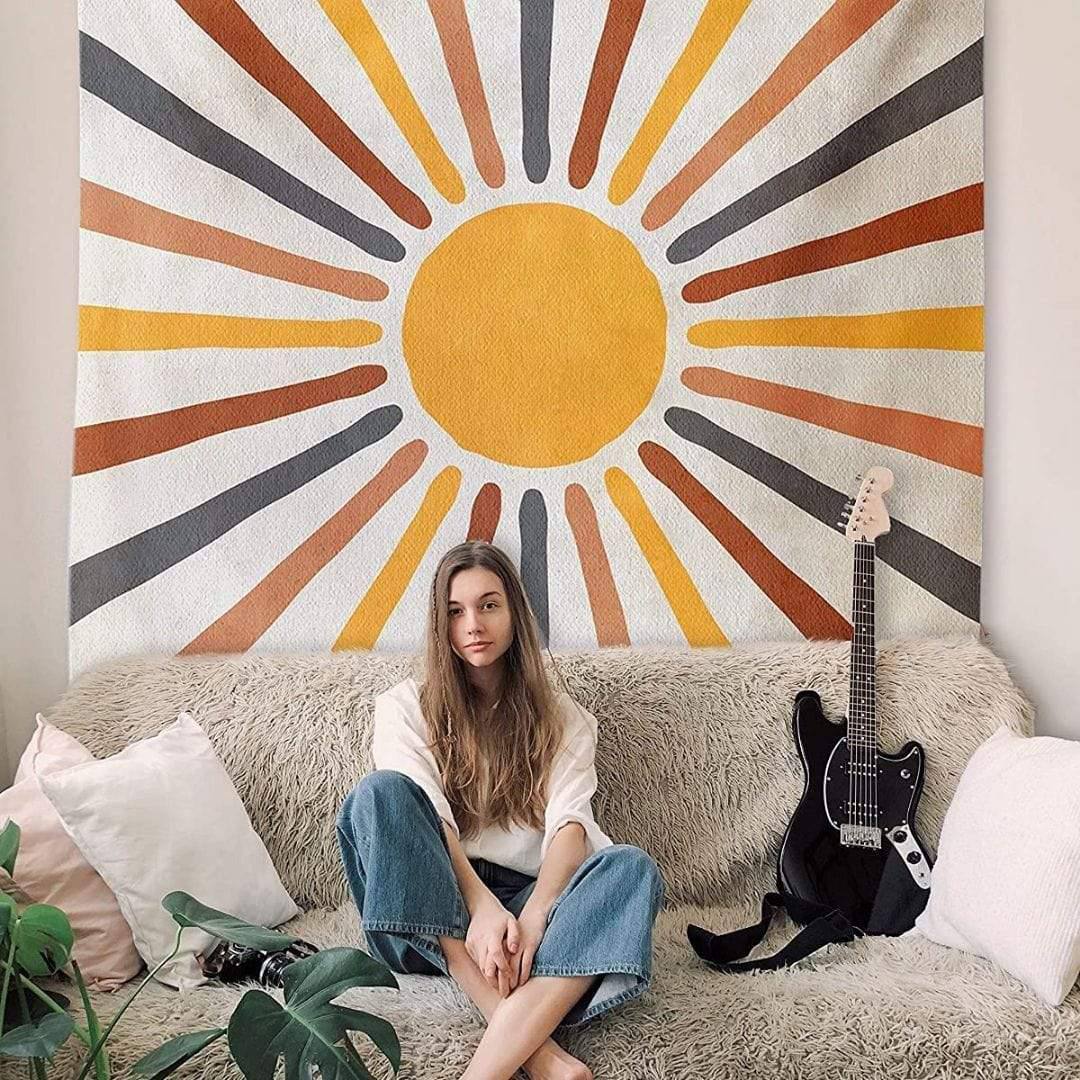 Wall Tapestry Sun-Inspired Boho Polyester-Cotton Blend