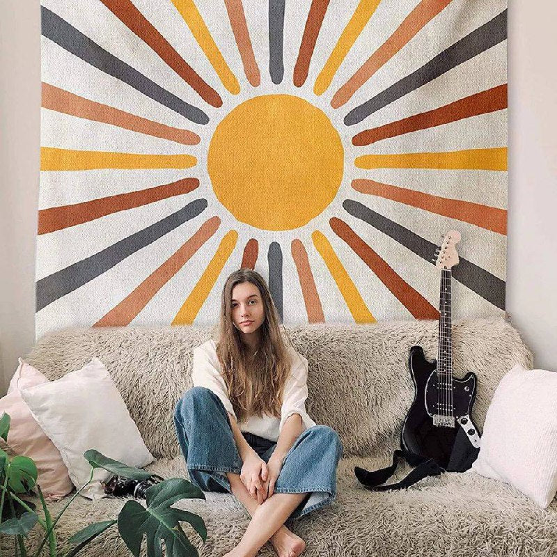 Wall Tapestry Sun-Inspired Boho Polyester-Cotton Blend