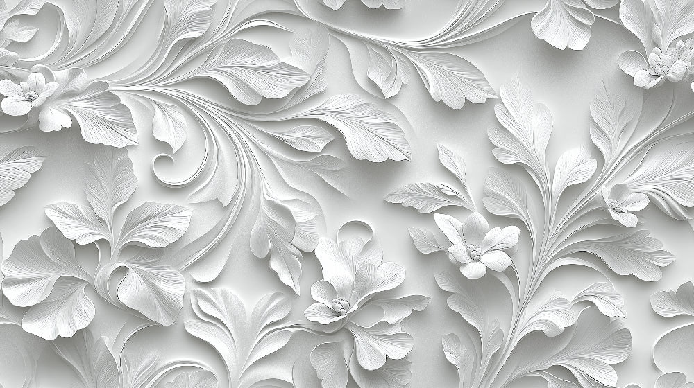 Wallpaper 3D Embossed Floral Paste & Self-Adhesive