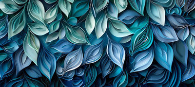 Wallpaper 3D Embossed Leaves Blue-Green Peel-And-Stick & Non-Woven
